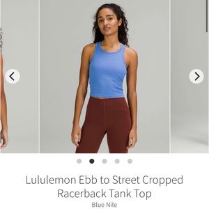Lululemon Blue Nile ebb to street cropped racer back tank